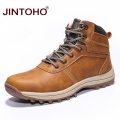 JINTOHO Men Boots Genuine Leather Lace-up Men Shoes High Quality Vintage British Snow Boots Autumn Winter Men Casual Ankle Boots