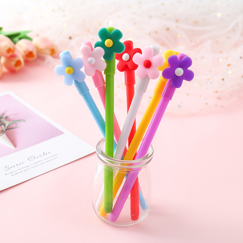 7 Pcs/Set Color Pen Flower Animal Sweet Flora Colored Gel Pen 0.5mm Cute pens for school Kawaii Korean Stationary