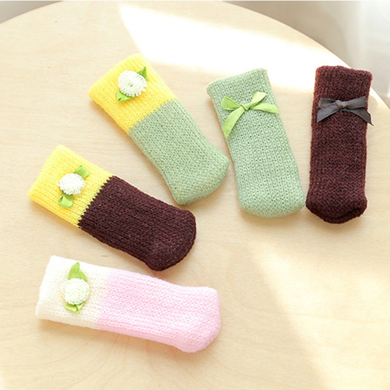 16PCS Cute Knitted Furniture Legs Mat Chair Socks Cushions Cover Table Feet Rug Caps Knitting Protector Home Textile Decoration