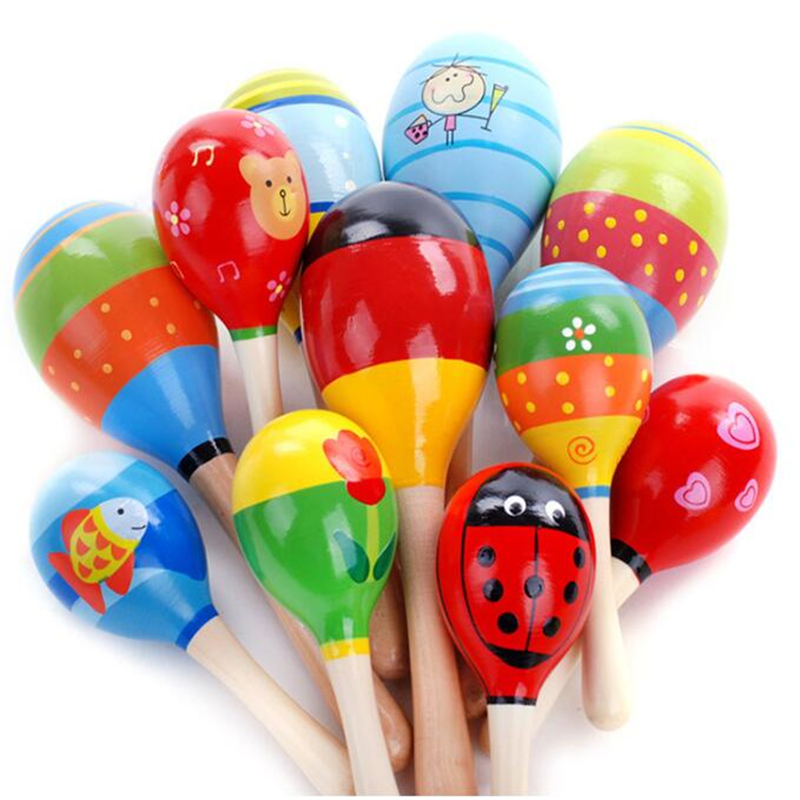 Mini Wooden Ball Children Toys Percussion Musical Instruments Sand Hammer Baby Toys