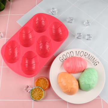 6-Cavity Easter Egg Shape Silicone Baking Mold 3D Cake Mold Muffin Chocolate Cookie Baking Mould Dessert Mold For Pastry Truffle