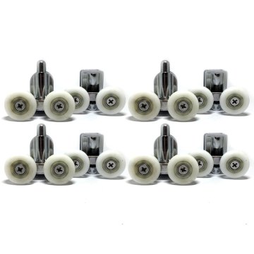Set of 8 Chrome plated Shower door rollers 4 upper and 4 lower 23mm diameter