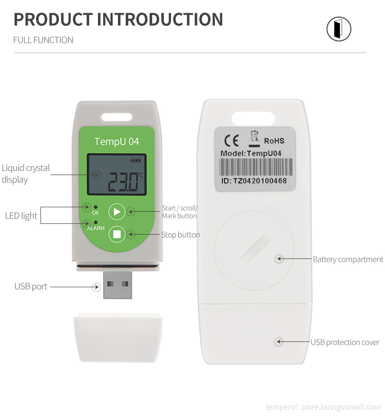 Cold chain USB Temperature Data Logger Pdf Report