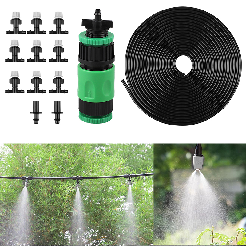 10M Garden Patio Water Mister Air Misting Cooling For Garden Micro Watering Irrigation System Sprinkler With Tee Joint