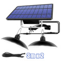 LED Solar Pendant Light Outdoor Indoor Solar Power Lamp with Line Bulb Shed Light Lighting for Home Garden Yard Double Head Lamp
