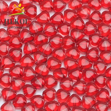Red Transparent Heart Shape Czech Glass Beads Lampwork Crystal Bead for Handmade Necklace Earring DIY Jewelry Making 6x6mm