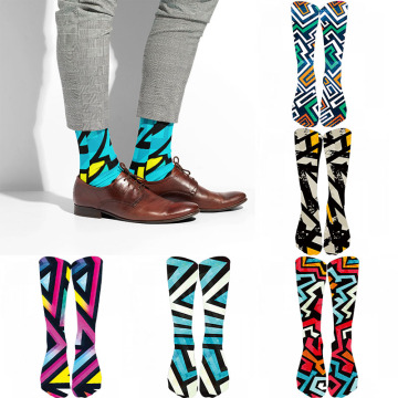Korea Harajuku Trend Man Socks Colorful Geometric Checkered Socks Men Hip Hop Cotton Unisex Streetwear Novelty Socks