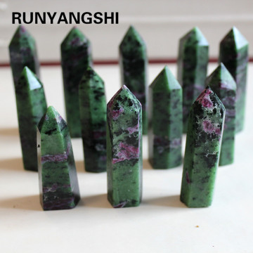 Runyangshi Beautiful natural crystal column epidote crystal Raw stone grinding six prism Crystal craftwork 5-7cm ZH40