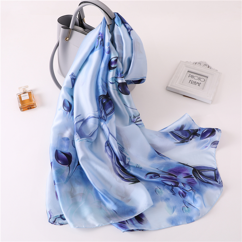 Fashion 2020 summer sunscreen women scarf print silk scarves pashmina bandana lady shawl and wraps soft smooth foulard hijabs