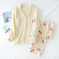 cotton long-sleeved nightwear women pyjamas homewear Fresh Peach sweet sleepwear women pajamas sets spring Japanese 100%