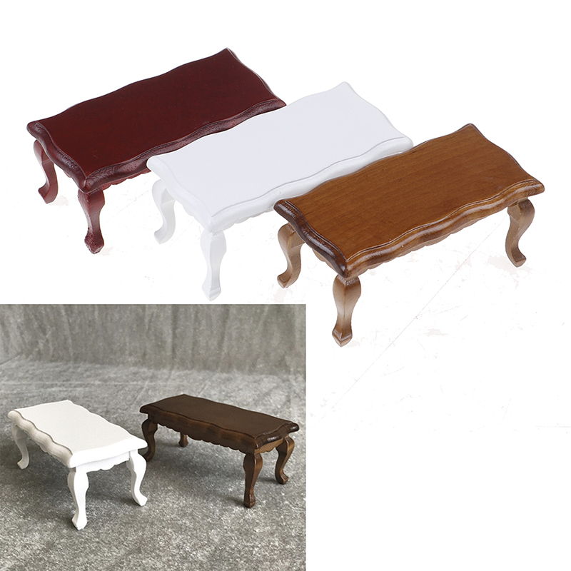 3colors 1/12 Dollhouse Miniature Furniture Wave-Edged Wooden Coffee/End Table