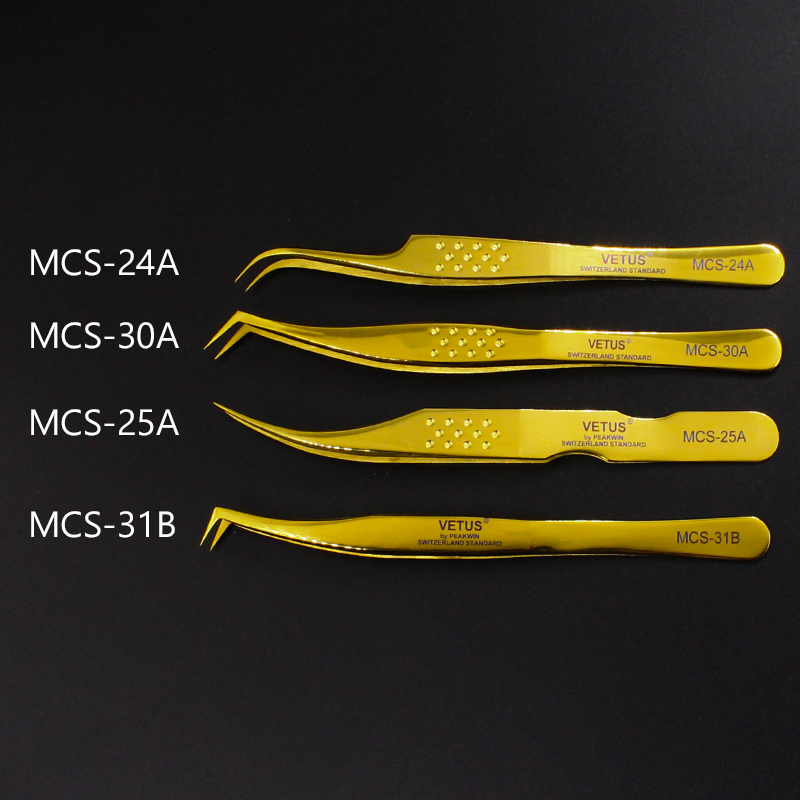 4 pcs / set Vetus Original MCS Series New Style Premium Eyelashes Tweezers Ultra Fine Tip Improve for 3D 6D Lashes Extensions