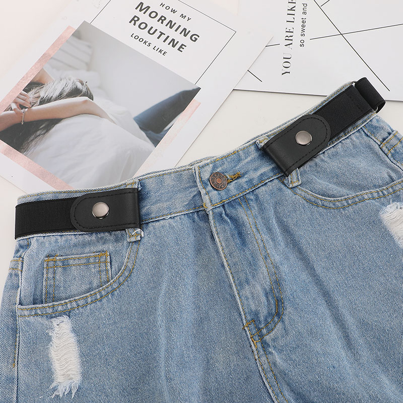 FRALU jeans women's punk style buckle-free belt dress ladies slim sports trend comfortable elastic new no buckle belt