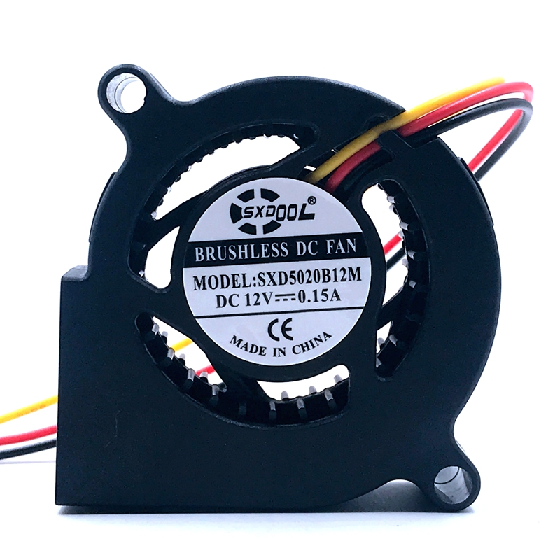 SXDOOL new 5020 Blower DC 12V 0.15A Centrifugal Turbine Fan 50mm 3 wire lead Cooling Cooler 5100RPM dual ball bearing