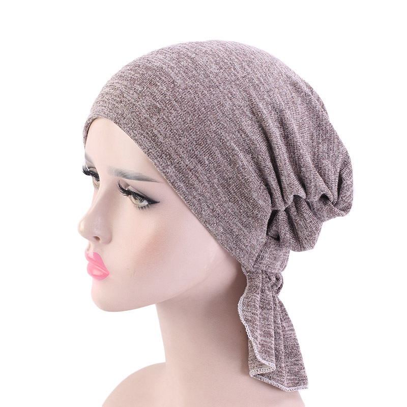 Womens Muslim Hijab Stretchy Cotton hat Turban Hair Caps Cover Hair Loss Head Scarf Wrap Pre-Tied Headwear Strech Hair Styling