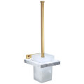 Tuqiu Gold Toilet Brush Holder with Brush Marble and Brass Bathroom Toilet Scrub Cleaning Brush Holder Set Wall Mounted