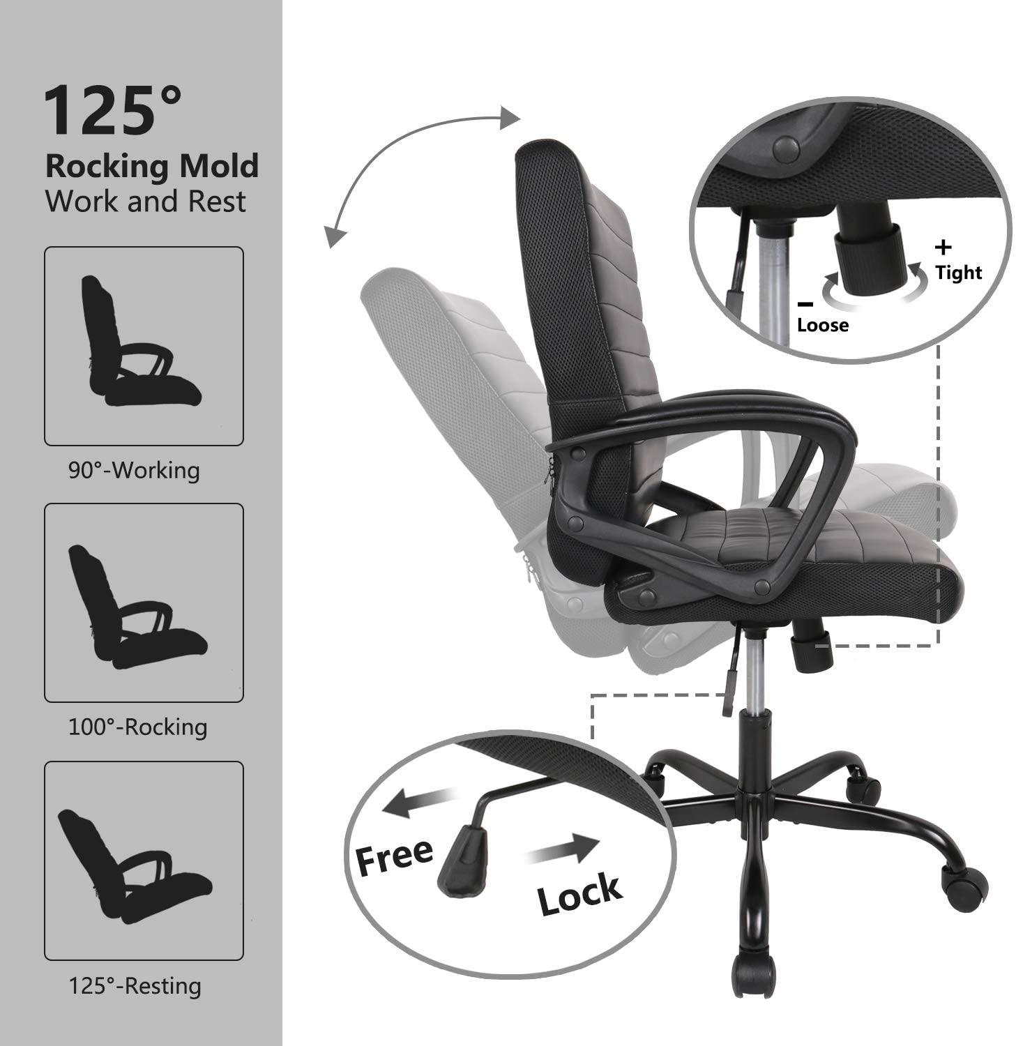 Ergonomic Bonded Leather Executive Computer Task Chairs for Home Office Conference Room