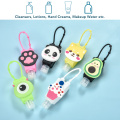 6pcs Cute Cartoon Mini Hand Sanitizer Bottle with Bag Silicone Refillable Hand Gel Holder Detachable Cover Liquid Soap Dispenser