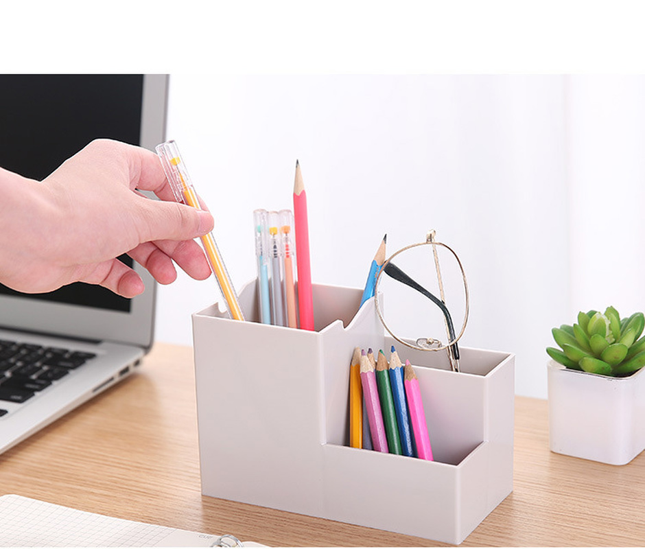 Office Desktop Organizer Stationery Storage Box Pen Pencils Remote Control Container Phone Holder desk debris accessories