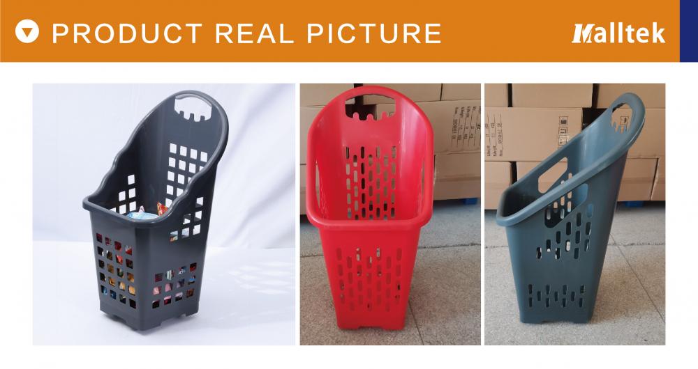 Large capacity supermarket plastic roll shopping  trolley basket