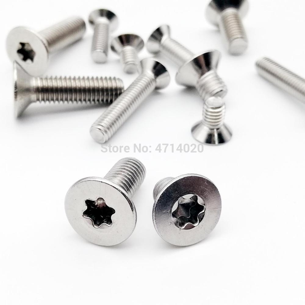 10/50pcs M1.6 M2 M2.5 M3 M4 M5 M6 M8 304 A2-70 stainless steel GB2673 Six-Lobe Torx Flat Countersunk Head Screw Six Lobe Bolt