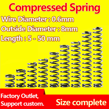 Spot Pressure Spring Return Spring Release Spring Compressed Spring Wire Diameter 0.6mm Outer Diameter 8mm