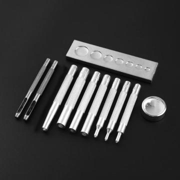 11pcs DIY Leathercraft Tools Set Snap Rivet Fastener Buttons Install Tool Kit Leather Punch Tool Puncher Belt for Clothing