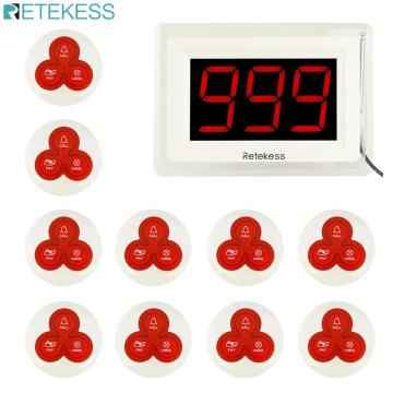 Retekess T114 Restaurant Pager Wireless Calling System Host Display+10 Table Bells Call Button Customer Service F9405B