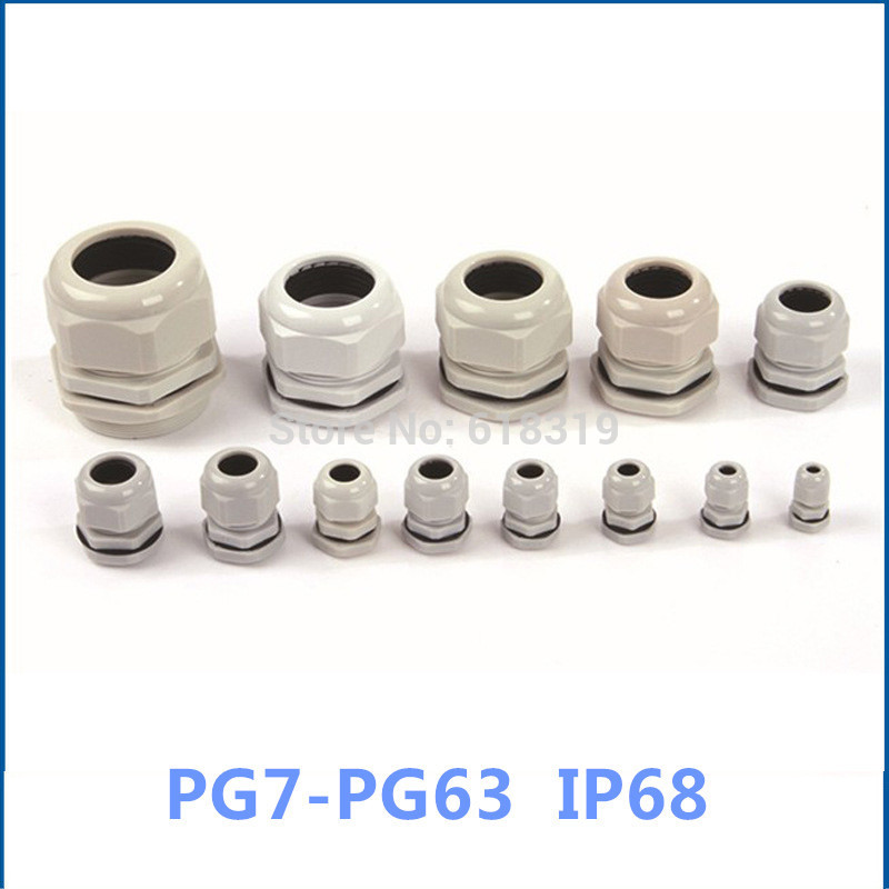 200pcs/lot PG7 Cable Gland IP68 Waterproof Connector Diameter 3-6.5mm Nylon Plastic Wire Glands