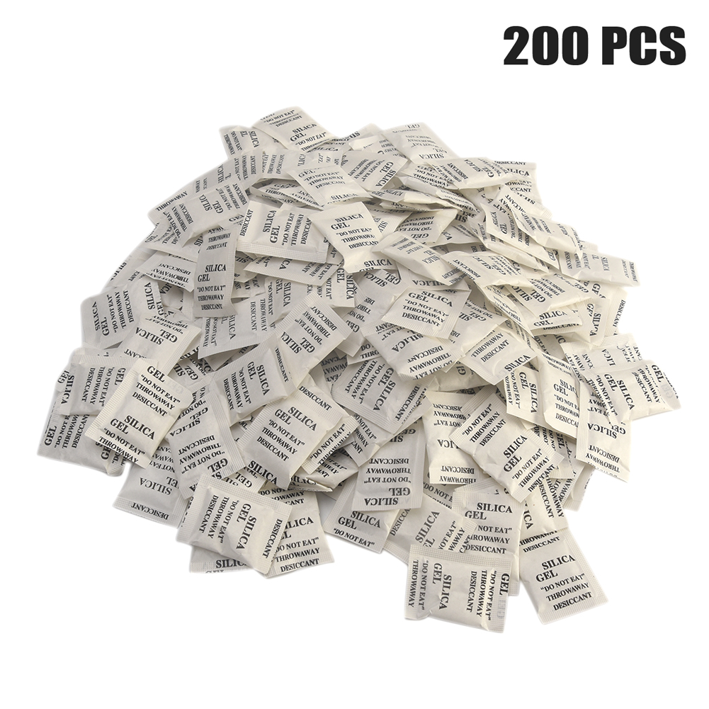 200pcs Non-Toxic Silica Gel Sachets Desiccant Pouches Drypack For Room Kitchen Car Clothes Food Storage Dryer