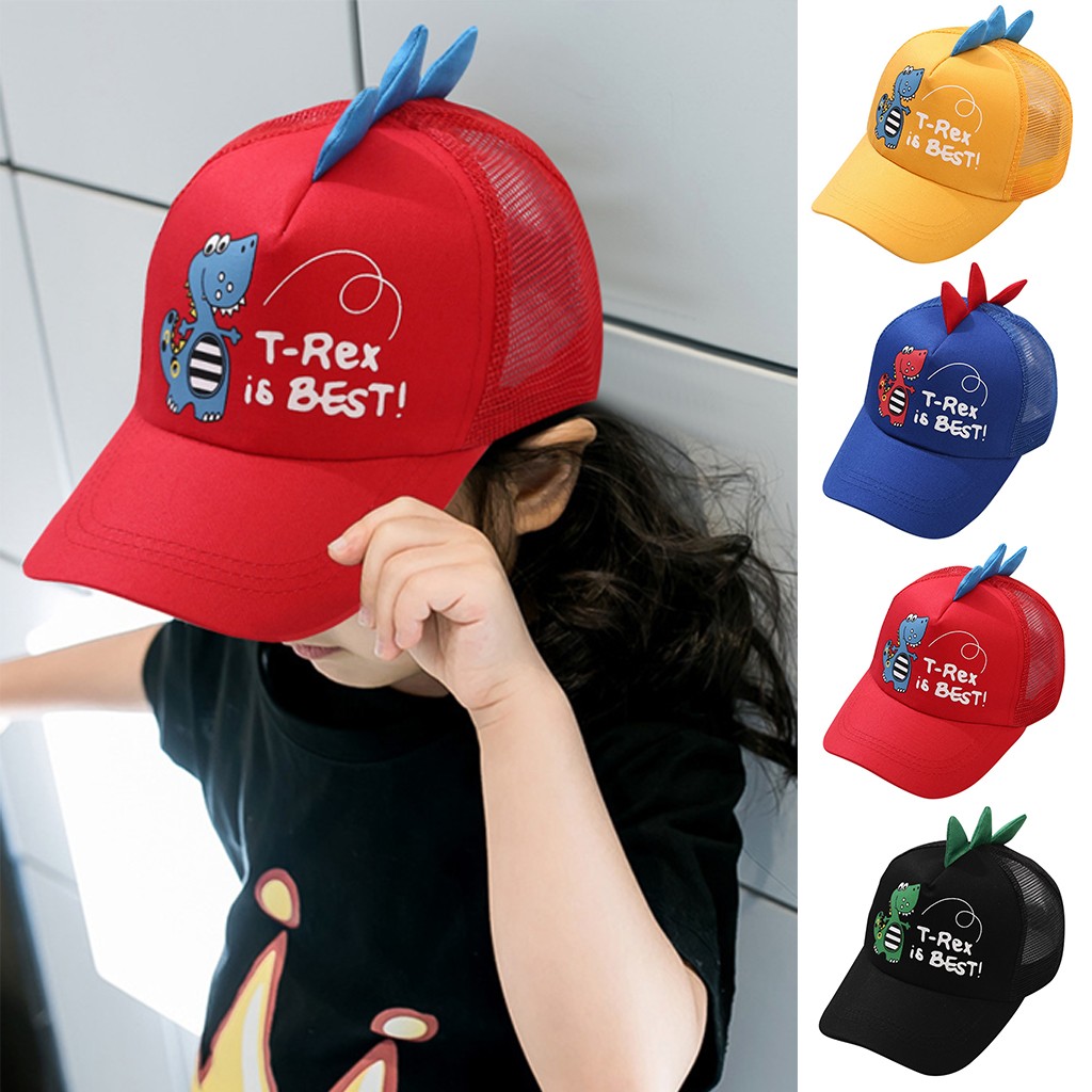 #40 Baby Boy Girl Hats Little Dinosaur Baseball Caps Breathable Mesh Cap Summer New Children's Sun Hat Korean Cute Kid Snapback