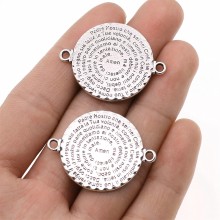 WYSIWYG 2pcs 36x28mm Round Bible Plate Connector Connector Charms For Jewelry Making Antique Silver Color Jewelry Accessories