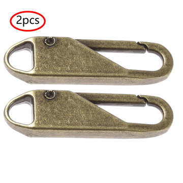 2 Instant Repair Zipper Puller Metal Zip Slider Head Backpack Luggage Zippers Spring Fixer Puller Tags Cord for Clothes Shoe Bag