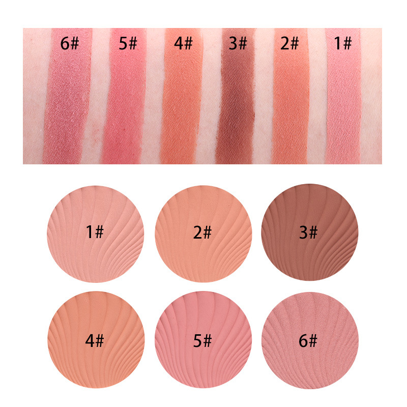 6 Colors Blusher Blush Powder Fine Smooth Natural Light And Breathable Cosmestics Professional Palette Contour Shadow TSLM1