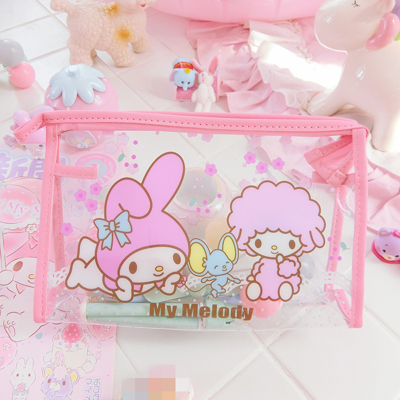Sailor Moon Anime Action Figure Transparent Waterproof Zipper Pouch Corner Bio Melody Twin Stars Travel Cosmetic Bag Makeup Tool