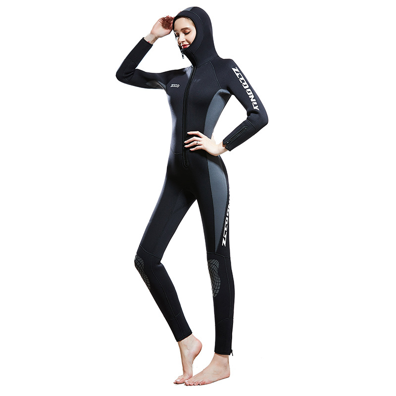 ZCCO 5MM neoprene hood Wetsuit women Scuba diving suit Surfing one piece set spearfishing Snorkeling winter Cold-proof swimsuit