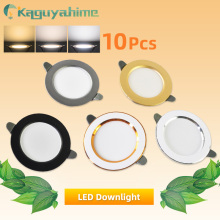 Kaguyahime 10pcs LED Downlight 5w 3w Lamp 3000k 4500K 6000K Indoor Recessed Lamp AC 220V Round Panel Light LED Spot Lighting