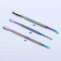 1pcs Chameleon Cuticle Pusher Double Sided Stainless Steel Stick Rod Dead Skin Gel Polish Remover Nail Care Nail Art Tools BE062