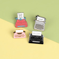 Typewriter Fax Machine Enamel Pin Office Supplies Portable Write Message Brooches Lapel Pins Badges Cartoon pins Women Men Gifts