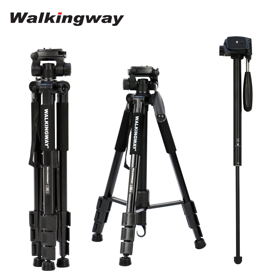 Walkingway Q222 Portable Camera Tripod Stand Aluminum Travel Tripode Monopod for Photography Video Digital SLR DSLR Camera
