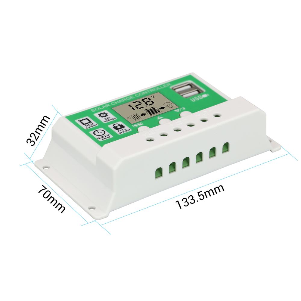 PWM Solar Charge and Discharge Controller 10A 20A 30A 24V 12V Auto LCD Dual USB Lithium Solar Collector Regulator Wholesale