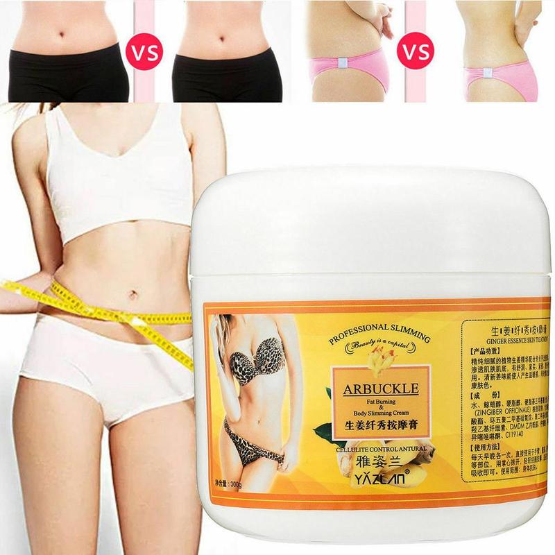 300g Hot Sale Ginger Slimming Cellulite Massage Cream Stovepipe Promote Slimming Health Care Waist Body Body Fat Thin Burn E8O3