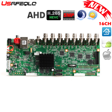 Newest H.265 AHD DVR board for AHD 5MP 4MP 1080P 720P Camera save big RAM HDD Xmeye Onvif CCTV DVR Board 16 Channel AHD DVR