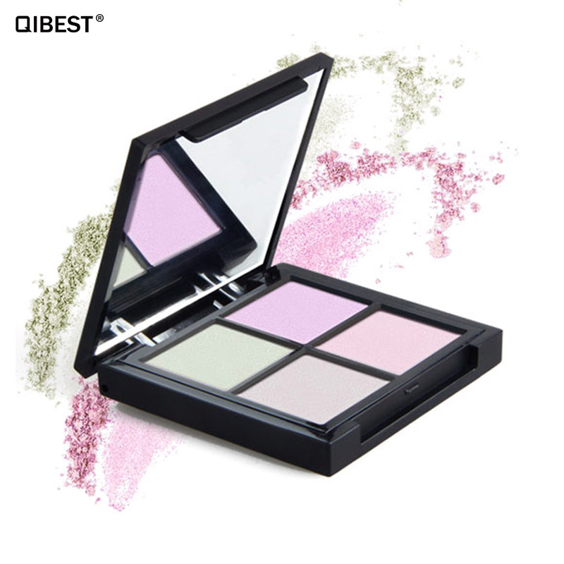 Qibest 4 Colors Chameleon Highlighter Makeup Palette Crystal Sugar Highlighting Bronzer Glow Shimmer Eyeshadow Cosmetic Kit