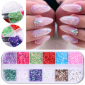 12 Colors Nail Sequins Glitter Powder Maple Leaves Stars Round Nail Flakes for DIY Nail Art Decorations Nail Designs