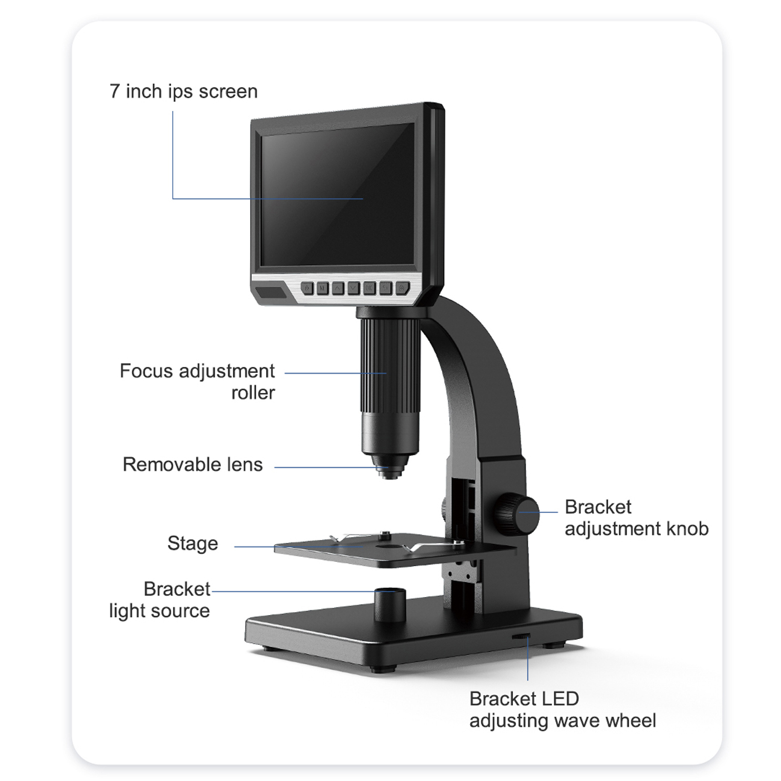 Inskam315 7 Inch IPS High Definition Screen Digital Industrial Microscope Camera 0-2000x Multipurpose Camera Watch Repair Tool