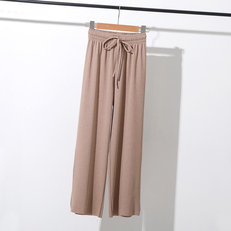 Long Pants Women Sumer Wide Leg Pants Cool Rayon Loose Drawstring Solid Soft Trousers 2020 Fashion Casual Sweatpants Big Size