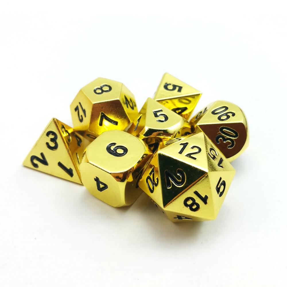Golden Solid Metal Dice For Dnd Game 3