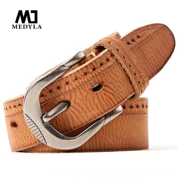 MEDYLA Cinto Masculino Brand Designer Top Grain Leather Belt Luxury Casual Cow Genuine Leather Belts for Men Business Strap