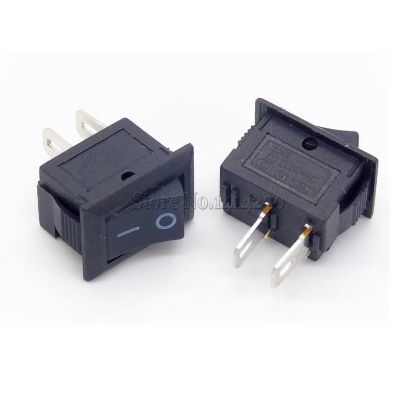 50Pcs Black Push Button Switch 3A 250V KCD11 2Pin Snap-in On/Off Rocker Switch 10MM*15MM BLACK